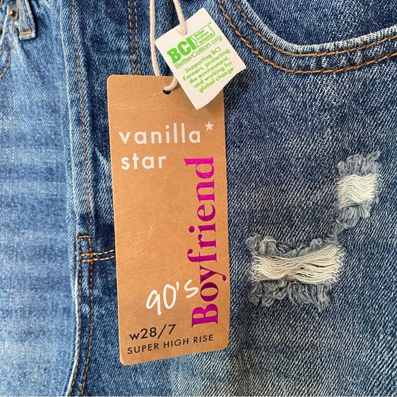 Vanilla Star Jeans Junior Size 7 90s Boyfriend Super High Rise Distressed NWT - Picture 4 of 10